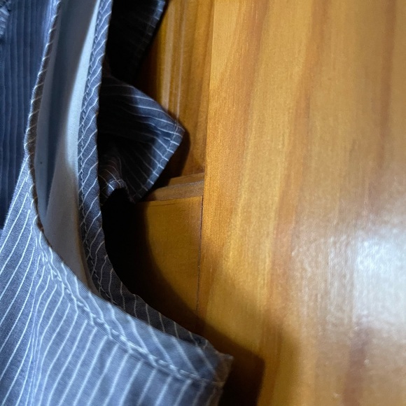 Express Blue/White Pinstripe Ruffle Shift Dress M - Picture 4 of 8